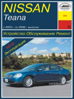 Nissan Teana (Ниссан Тиана). Руководство по ремонту, инструкция по эксплуатации. Модели с 2003 по 2008 год выпуска, оборудованные бензиновыми двигателями