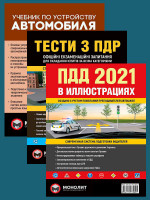 Комплект Правила дорожного движения Украины 2021 (ПДД 2021) с иллюстрациями + Тести ПДР + Учебник по устройству автомобиля