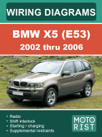 BMW X5 (БМВ Х5). Цветные электросхемы. Модели c 2002 по 2006 год, оборудованные бензиновыми двигателями