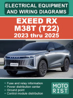 EXEED RX M38T (Эксид РХ М38Т). Электрооборудование и цветные электросхемы. Модели с 2023 по 2025 год, оборудованные бензиновыми двигателями
