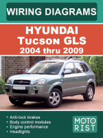 Hyundai Tucson (Хюндай Туксон). Цветные электросхемы. Модели c 2004 по 2009 год, оборудованные бензиновыми двигателями