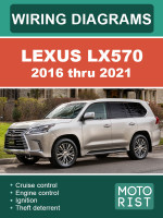Lexus LX570 (Лексус ЛХ 570). Цветные электросхемы. Модели с 2016 по 2021 год, оборудованные бензиновыми двигателями
