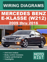 Mercedes Benz E-klasse (Мерседес Е-класса). Цветные электросхемы. Модели c 2009 по 2016 год, оборудованные бензиновыми двигателями