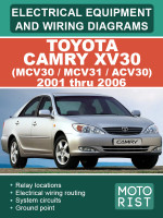 Toyota Camry (Тойота Камри). Цветные электросхемы и электрооборудование. Модели с 2001 по 2006 год, оборудованные бензиновыми двигателями