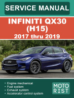 Infiniti QX30  (Инфинити КХ30). Руководство по ремонту, инструкция по эксплуатации. Модели с 2017 по 2019 год, оборудованные бензиновыми двигателями