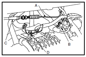 Снятие и установка троса привода дроссельной заслонки Honda Fit / Jazz